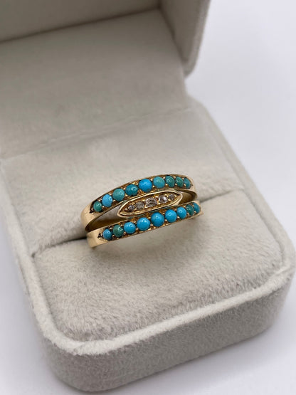 18ct gold turquoise and diamond ring
