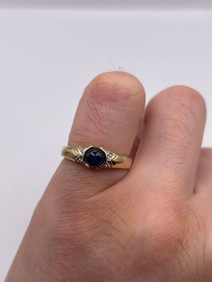 9ct gold cabochon sapphire and diamond ring