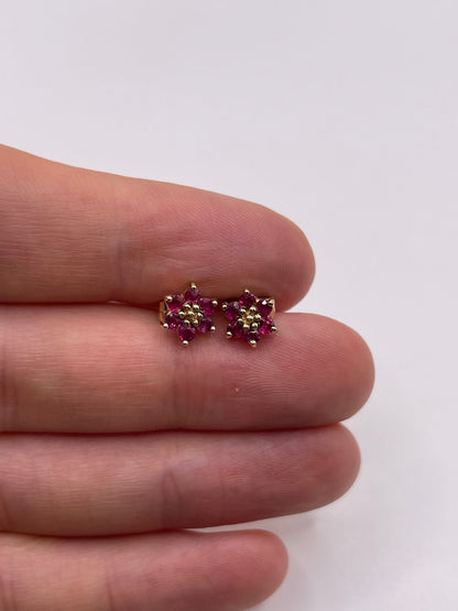9ct gold ruby earrings