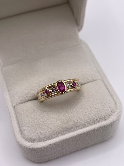 9ct gold ruby and diamond ring
