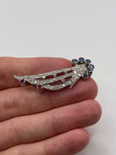 Load image into Gallery viewer, Platinum Ruby, sapphire and diamond brooch
