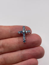 Load image into Gallery viewer, 9ct white gold blue topaz cross pendant

