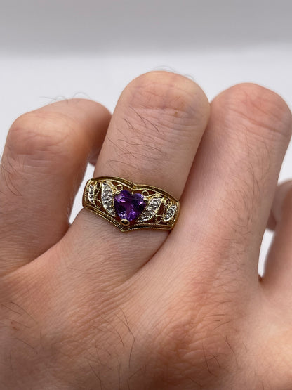 9ct gold amethyst and diamond ring