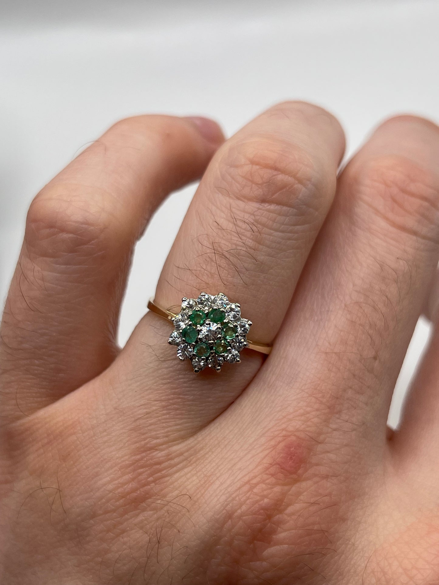9ct gold emerald and cz ring
