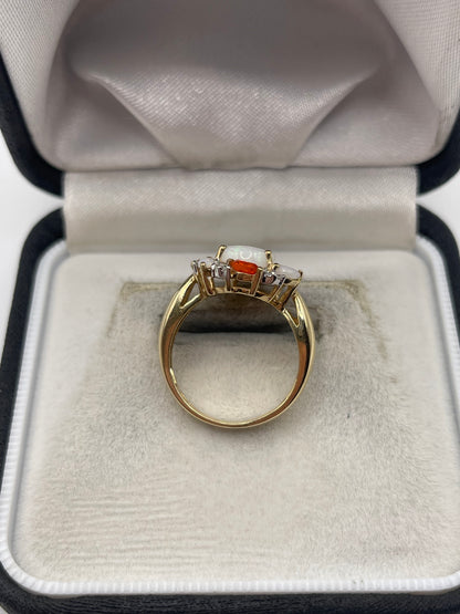 9ct gold opal and diamond ring
