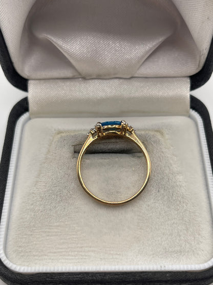 9ct gold blue apatite and zircon ring