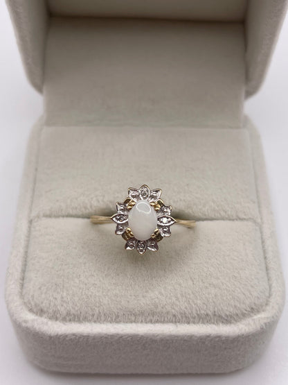 9ct gold opal and diamond ring