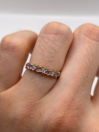 9ct gold pink sapphire and diamond ring