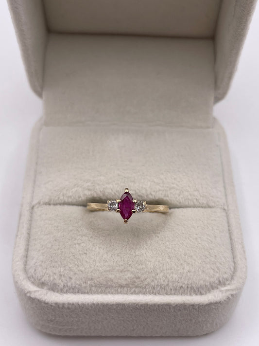 9ct gold ruby and diamond ring