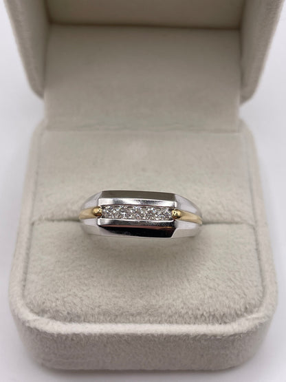 9ct two tone gold diamond ring