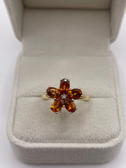 9ct gold citrine and diamond ring