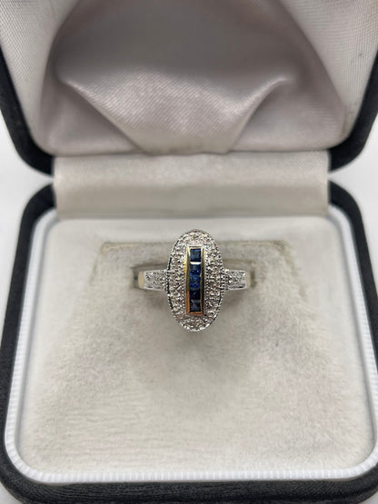 9ct gold sapphire and diamond ring