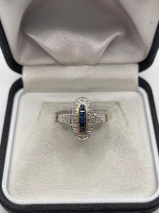 9ct gold sapphire and diamond ring