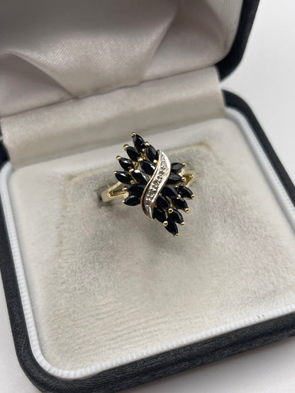9ct gold sapphire and diamond ring