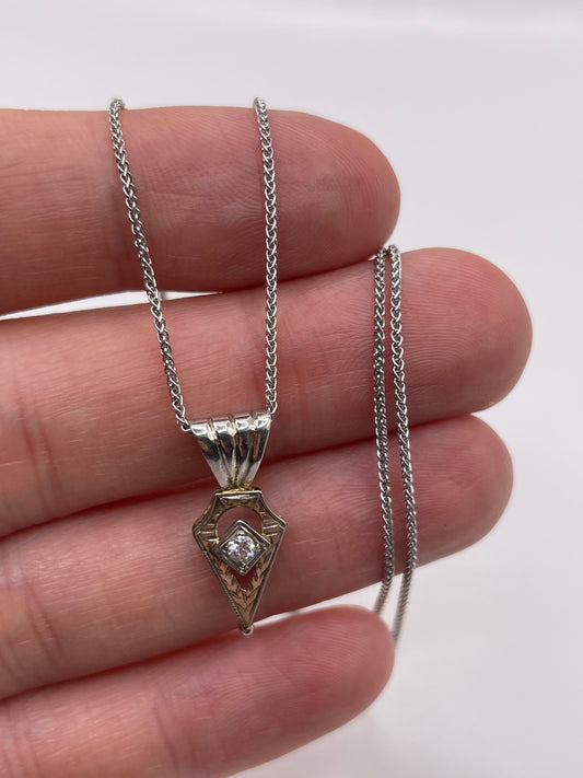 9ct two tone diamond necklace