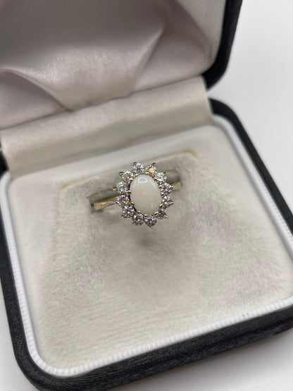 9ct gold opal and cz ring