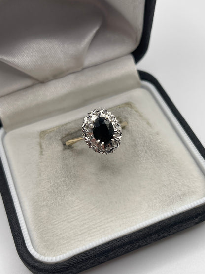 9ct gold sapphire and diamond ring