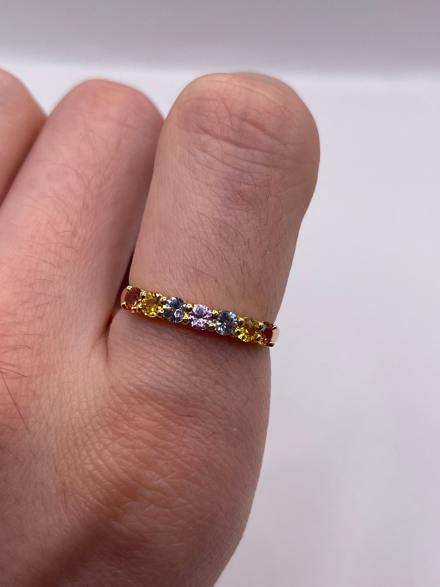 18ct gold multi coloured sapphire ring