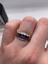 Load image into Gallery viewer, 9ct gold amethyst and diamond ring
