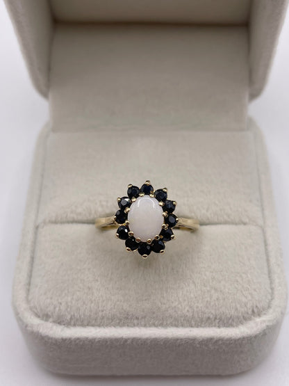 9ct gold opal and sapphire ring