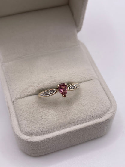 9ct gold tourmaline and diamond ring
