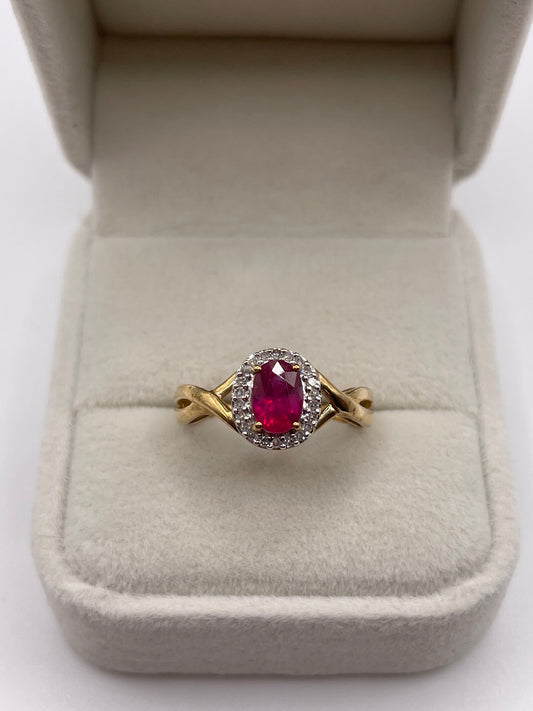 9ct gold ruby and diamond ring