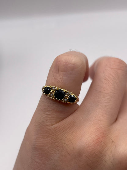 9ct gold sapphire and pearl ring