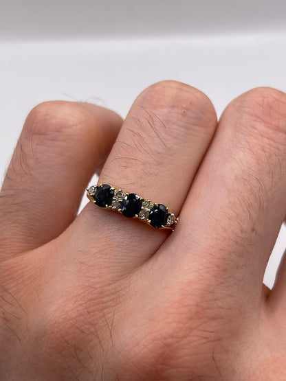 9ct gold sapphire and diamond ring