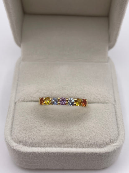 18ct gold multi coloured sapphire ring