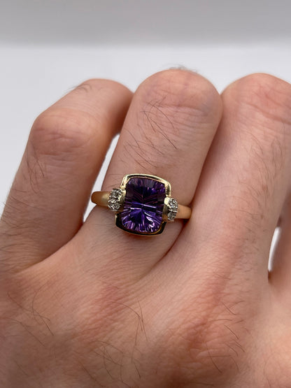 9ct gold amethyst and diamond ring