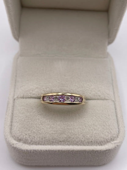 9ct gold pink sapphire and diamond ring