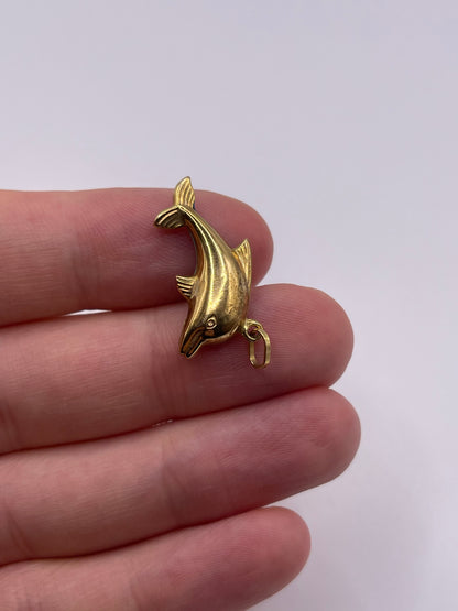 9ct gold enamelled dolphin charm
