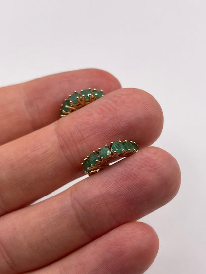 9ct gold emerald huggie earrings