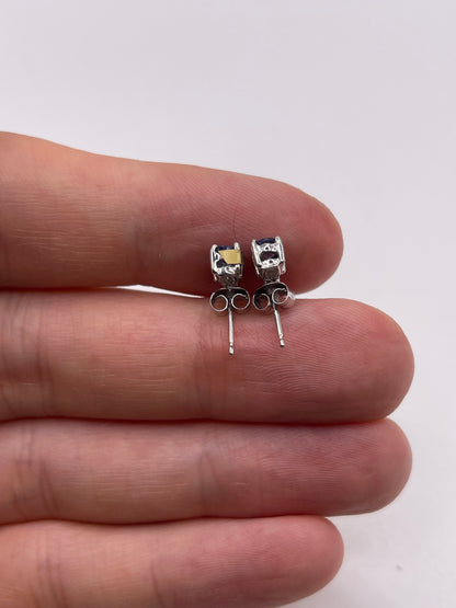 14ct white gold tanzanite and zircon earrings