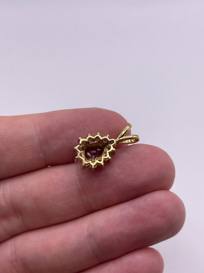 9ct gold amethyst and cz pendant