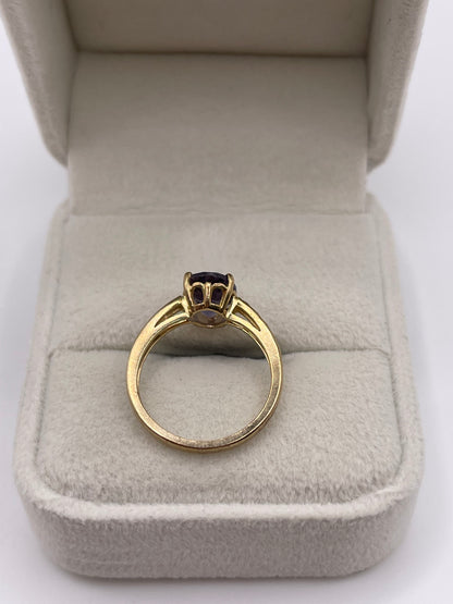9ct gold iolite and diamond ring