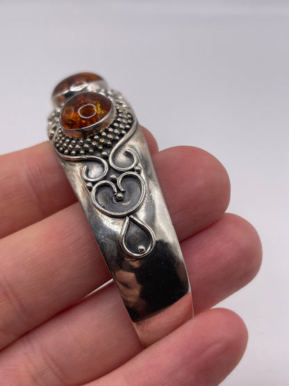 Silver amber bangle