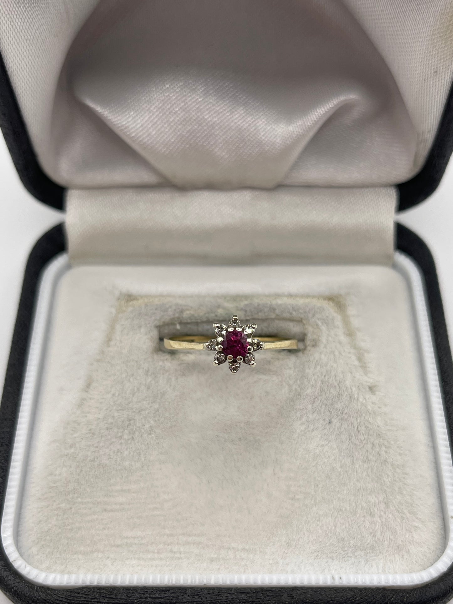 9ct gold ruby and diamond ring