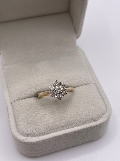 9ct gold 50 point diamond cluster ring