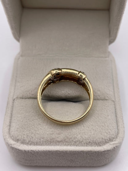 9ct gold diamond buckle ring