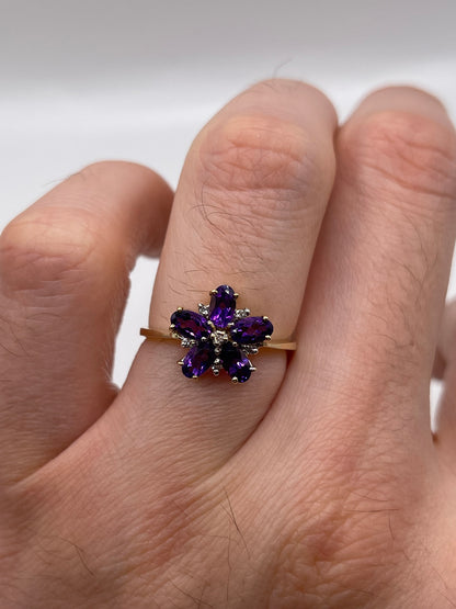 9ct gold amethyst and diamond ring