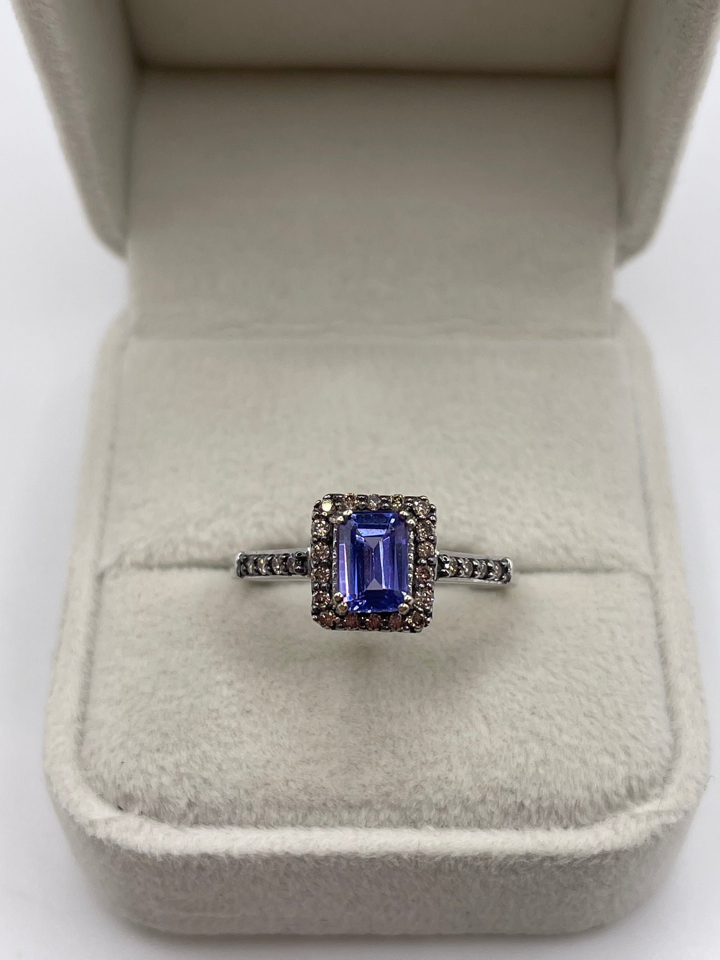LeVian 14ct white gold tanzanite and diamond ring