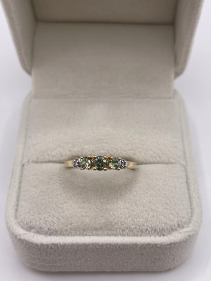 9ct gold quartz and diamond ring