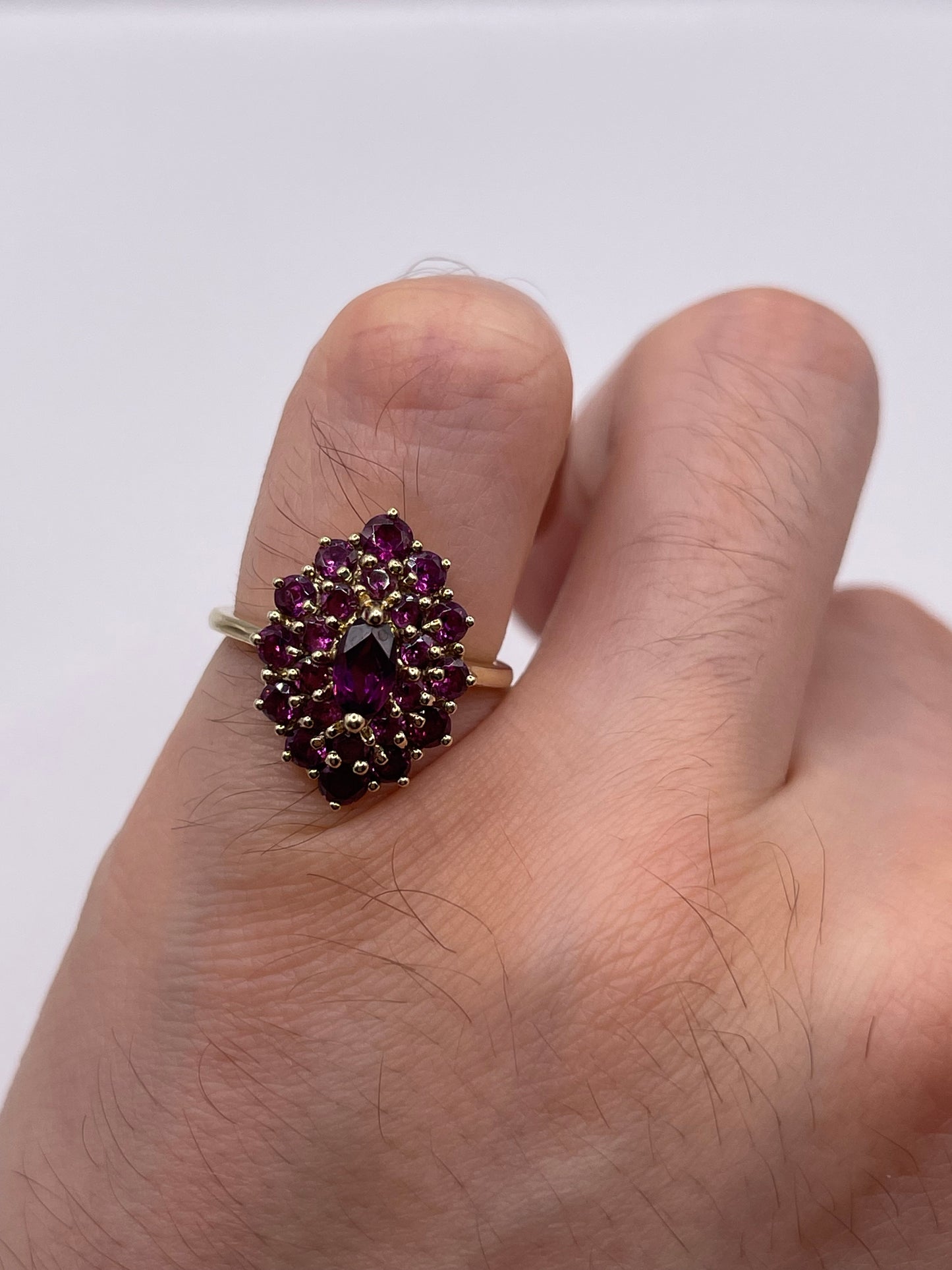 9ct gold almandine garnet cluster ring