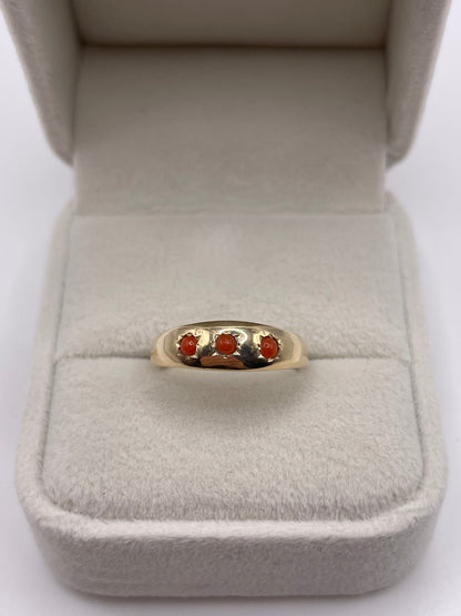 9ct gold coral gypsy ring