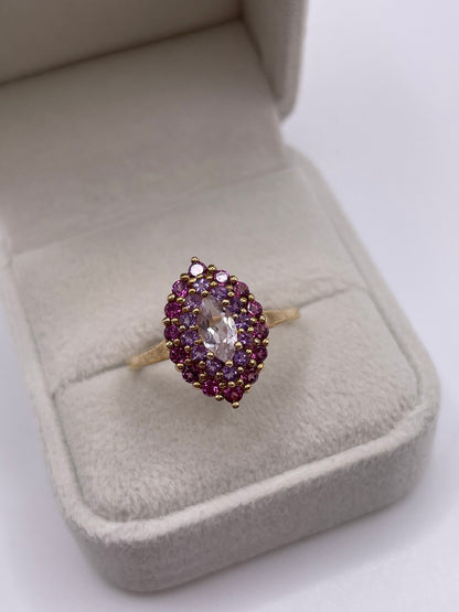 9ct gold multi gemstone cluster ring