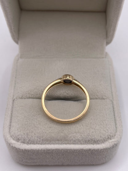 9ct gold cats eye chrysoberyl and diamond ring