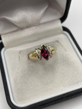 Load image into Gallery viewer, 9ct gold garnet and zircon ring
