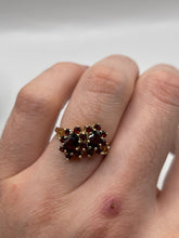 Load image into Gallery viewer, 9ct gold garnet cluster ring
