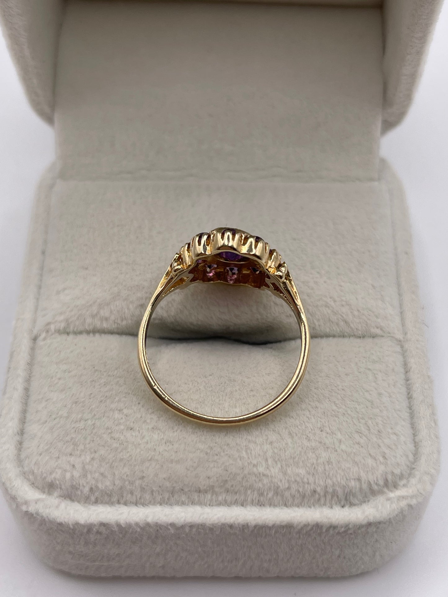9ct gold amethyst cluster ring